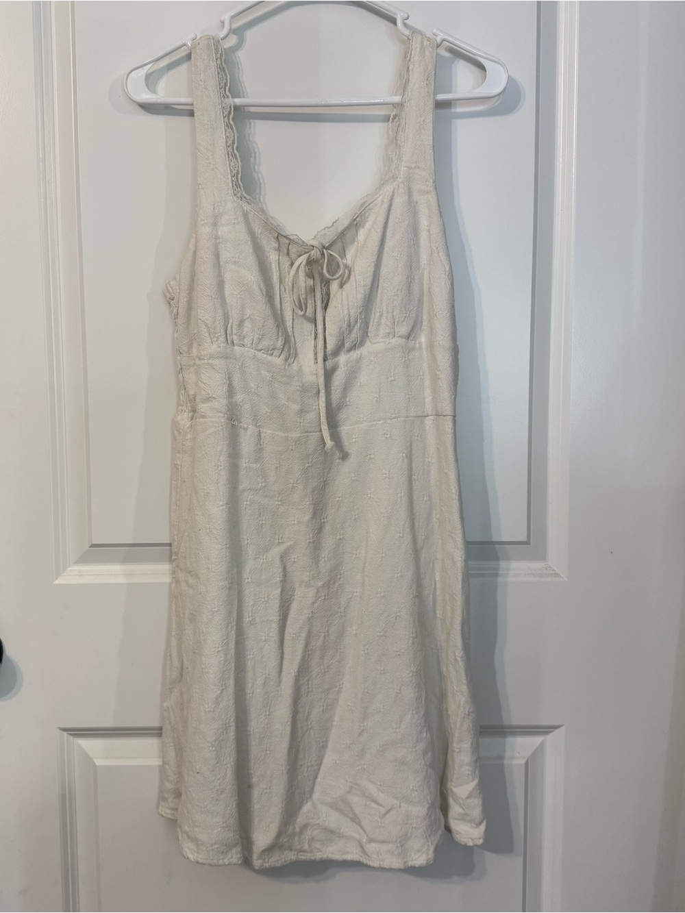 Sienna Sky White Lace Trim Dress Women’s Boho Cottagecore Peasant Dress